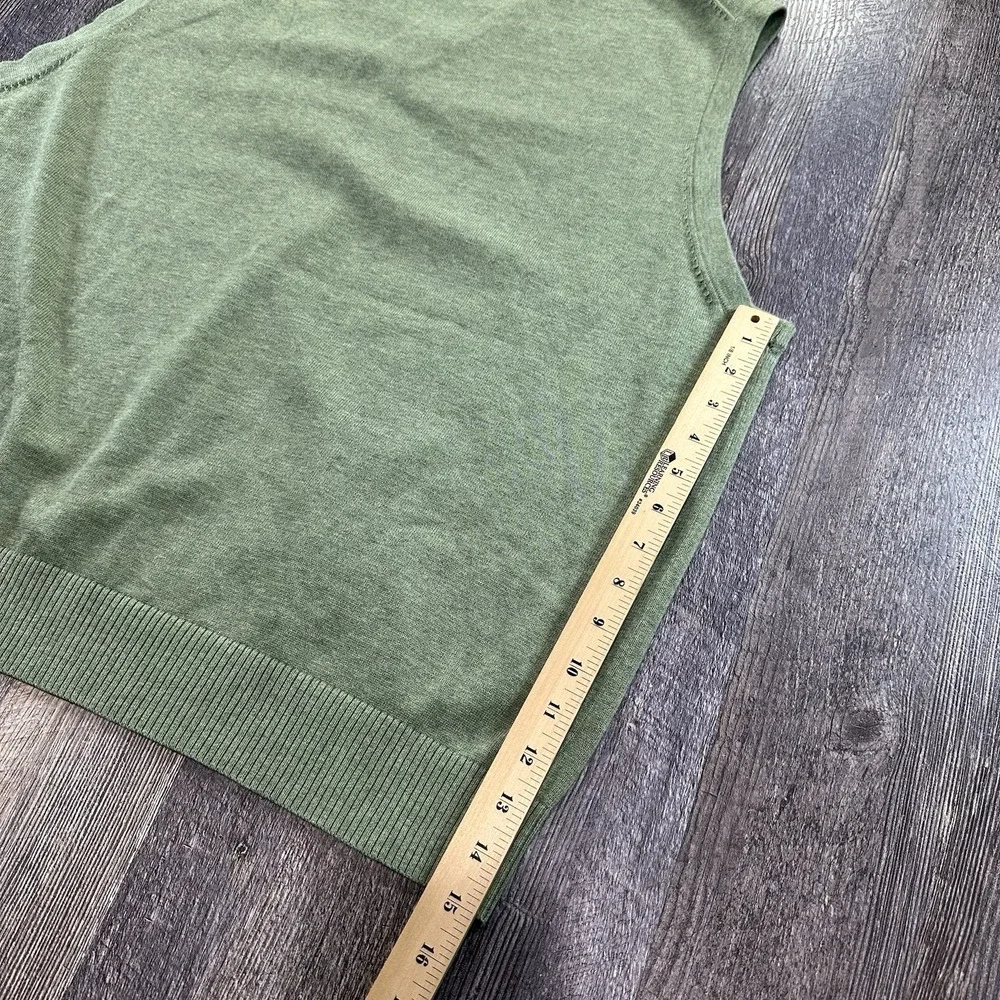 Lands End Sweater Vest Mens XL Green 100% Supima Cotton Pullover Preppy Academia